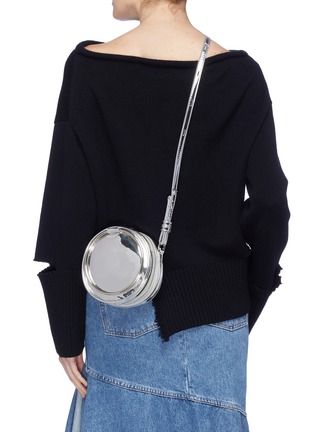 Front View - Click To Enlarge - KARA - 'Selfie CD' oversized ring mirror faux leather crossbody bag