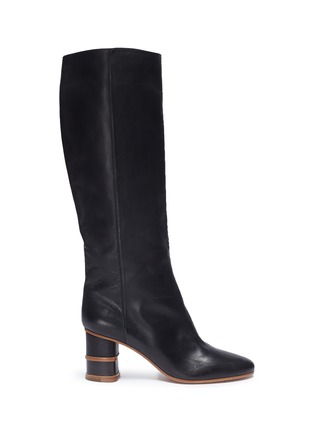 Main View - Click To Enlarge - GABRIELA HEARST - 'Amelia' wooden stacked heel knee high leather boots