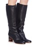 Figure View - Click To Enlarge - GABRIELA HEARST - 'Amelia' wooden stacked heel knee high leather boots