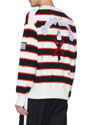  - OPENING CEREMONY - Logo chenille patch stripe distressed unisex varsity sweater