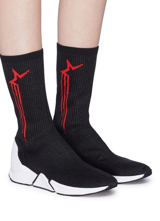 Figure View - Click To Enlarge - ASH - 'Turbo' star intarsia knit sock sneaker boots