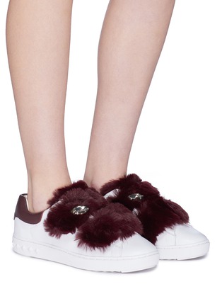 Figure View - Click To Enlarge - ASH - 'Panda' faux fur strass leather sneakers