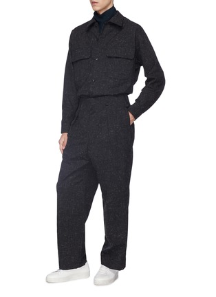 Figure View - Click To Enlarge - ETHOSENS - Pleated straight leg wool canvas pants