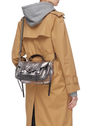 Figure View - Click To Enlarge - PROENZA SCHOULER - 'PS1+ Zip' tiny metallic leather satchel bag