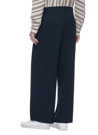Back View - Click To Enlarge - ETHOSENS - Belted drop crotch wool wide leg pants