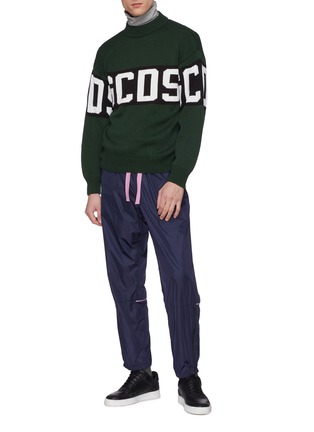 Figure View - Click To Enlarge - GCDS - Mock neck colourblock logo intarsia sweater