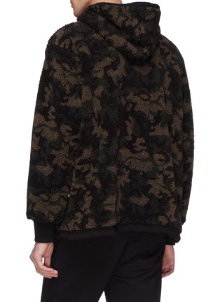 Back View - Click To Enlarge - GCDS - Camouflage print faux shearling half zip hoodie
