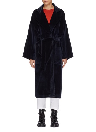 Main View - Click To Enlarge - BARENA - 'Loredan' notched lapel belted velour coat