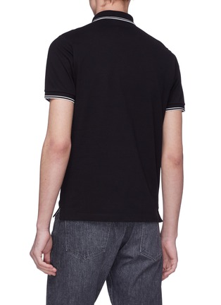 Back View - Click To Enlarge - STONE ISLAND - Contrast rib logo patch polo shirt
