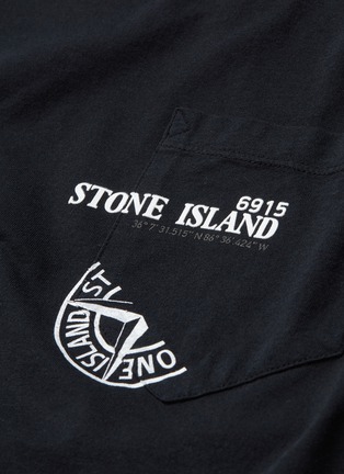  - STONE ISLAND - Logo print patch pocket long sleeve T-shirt