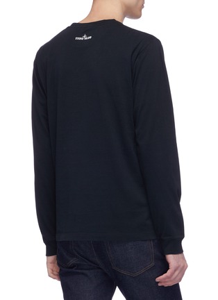 Back View - Click To Enlarge - STONE ISLAND - Logo print patch pocket long sleeve T-shirt