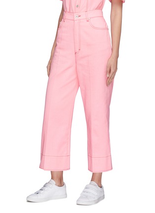 Front View - Click To Enlarge - CÉDRIC CHARLIER - Contrast topstitching denim culottes