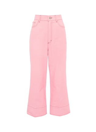 Main View - Click To Enlarge - CÉDRIC CHARLIER - Contrast topstitching denim culottes