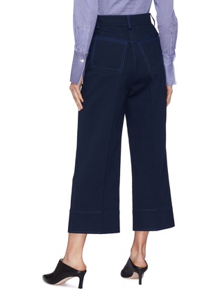 Back View - Click To Enlarge - CÉDRIC CHARLIER - Contrast topstitching denim culottes