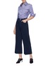 Figure View - Click To Enlarge - CÉDRIC CHARLIER - Contrast topstitching denim culottes