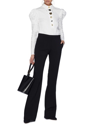 Figure View - Click To Enlarge - ELLERY - 'Breuer' puff sleeve mix button twill top