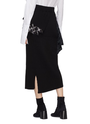 Back View - Click To Enlarge - ENFÖLD - Drape check plaid panel wool rib knit skirt