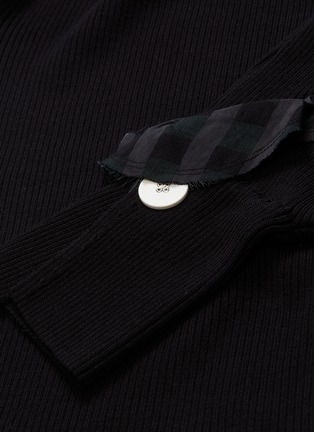  - ENFÖLD - Check panel puff sleeve wool rib knit top