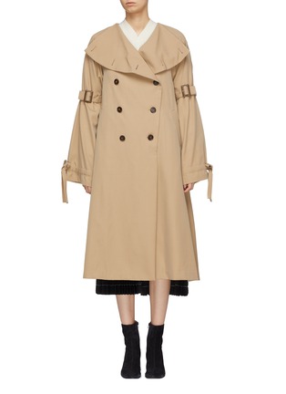 Main View - Click To Enlarge - ENFÖLD - Oversized collar double breasted twill trench coat