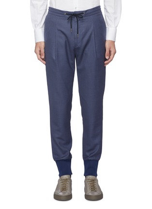 Main View - Click To Enlarge - PAUL SMITH - Pleated check plaid wool jogging pants
