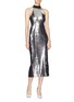 Figure View - Click To Enlarge - GALVAN LONDON - 'Chrome' panelled sequin high neck dress