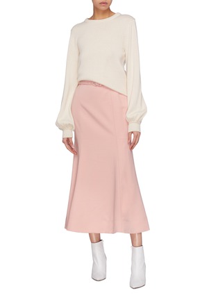 Figure View - Click To Enlarge - GABRIELA HEARST - 'Severino' belted virgin wool flared skirt