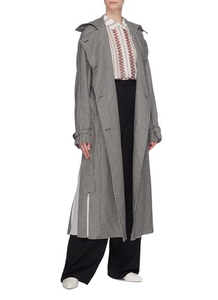 Figure View - Click To Enlarge - GABRIELA HEARST - 'Lorna' godet houndstooth check plaid trench coat