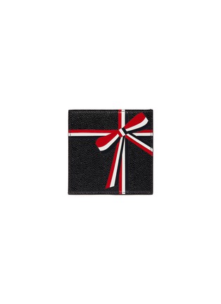 Main View - Click To Enlarge - THOM BROWNE  - Ribbon patch pebble grain leather card holder