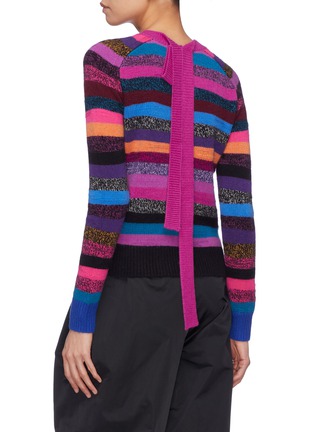Back View - Click To Enlarge - MARC JACOBS - Sash tie neck stripe cashmere sweater