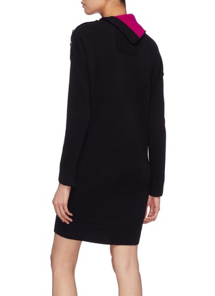 Back View - Click To Enlarge - MARC JACOBS - Foldover collar button shoulder wool knit dress