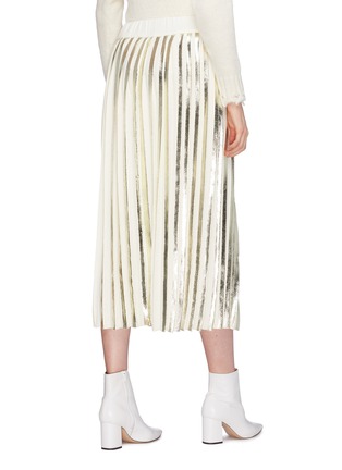Back View - Click To Enlarge - MAISON FLANEUR - Metallic stripe pleated wool knit midi skirt