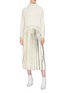 Figure View - Click To Enlarge - MAISON FLANEUR - Metallic stripe pleated wool knit midi skirt