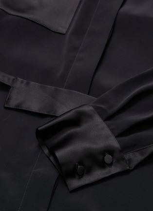 Detail View - Click To Enlarge - MAISON FLANEUR - Belted chest pocket satin shirt dress