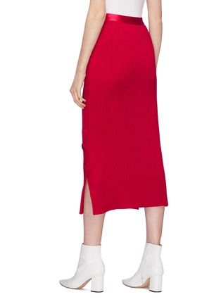 Back View - Click To Enlarge - MAISON FLANEUR - Button outseam wool rib knit midi skirt