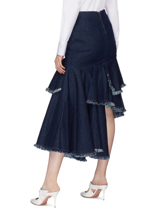 Back View - Click To Enlarge - 73052 - 'Urban Legend' asymmetric ruffle tiered denim skirt