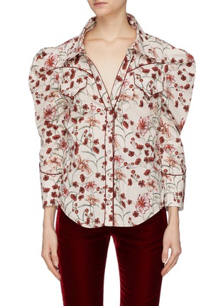 Main View - Click To Enlarge - 73052 - 'Florecer' puff shoulder floral print shirt