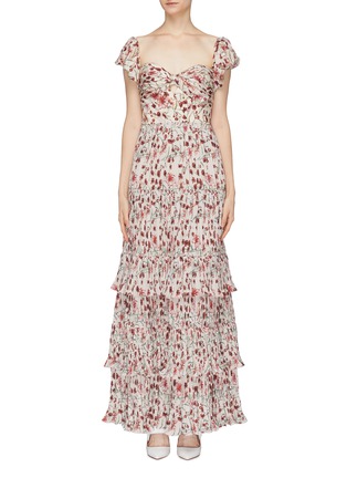 Main View - Click To Enlarge - 73052 - 'The Lady of Shalott' tie open back floral print dress