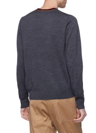Back View - Click To Enlarge - PS PAUL SMITH - Stripe collar Merino wool-alpaca sweater