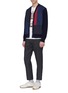Figure View - Click To Enlarge - NANAMICA - Colourblock patchwork panel waffle knit sleeve cardigan