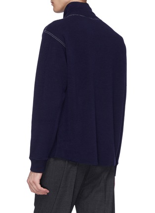 Back View - Click To Enlarge - NANAMICA - Contrast topstitching waffle knit turtleneck long sleeve T-shirt