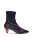 Main View - Click To Enlarge - GRAY MATTERS - 'Diamante' geometric heel satin panel leather boots