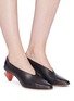 Figure View - Click To Enlarge - GRAY MATTERS - 'Diamante' geometric heel choked-up leather pumps