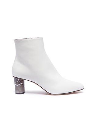 Main View - Click To Enlarge - GRAY MATTERS - 'Monika' marble effect heel leather ankle boots
