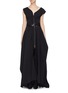 Main View - Click To Enlarge - MATICEVSKI - 'Shadowed' convertible belted asymmetric shoulder zip coat gown