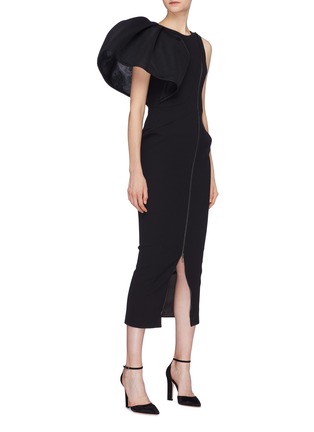 Figure View - Click To Enlarge - MATICEVSKI - 'Anticipate' puff ruffle sleeve zip front dress