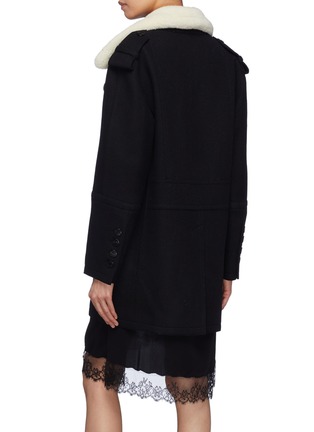 Back View - Click To Enlarge - NEIL BARRETT - Shearling collar double breasted melton coat