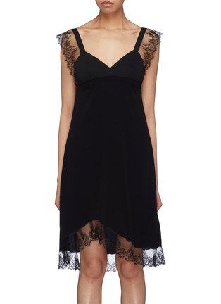 Main View - Click To Enlarge - NEIL BARRETT - Chantilly lace trim crepe dress
