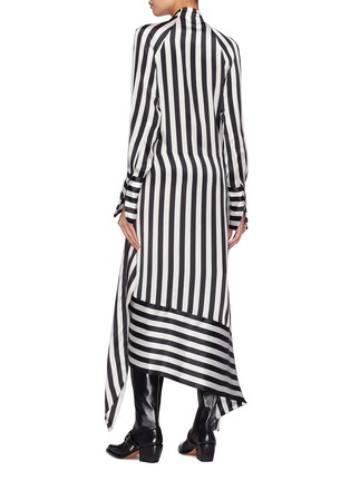 Back View - Click To Enlarge - PETAR PETROV - 'Duscha' sash tie neck drape stripe silk dress