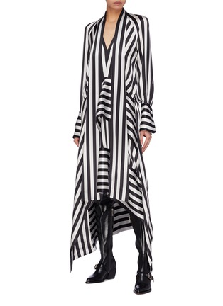 Figure View - Click To Enlarge - PETAR PETROV - 'Duscha' sash tie neck drape stripe silk dress