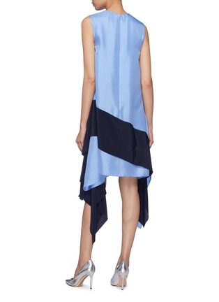 Back View - Click To Enlarge - ROKSANDA - Colourblock asymmetric drape panel sleeveless dress